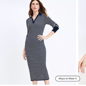 Midi Loft Sweater Dress, striped navy, size small